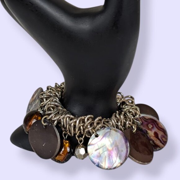 Erica Lyons Shell & Glass Stretch Bracelet - Picture 4 of 5